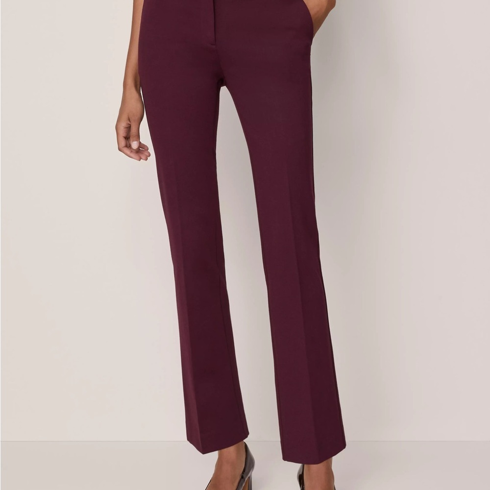 NWT High-Rise Slim Petite Ann Taylor Straight Pants in Deep Burgundy​ - Picture 3 of 8